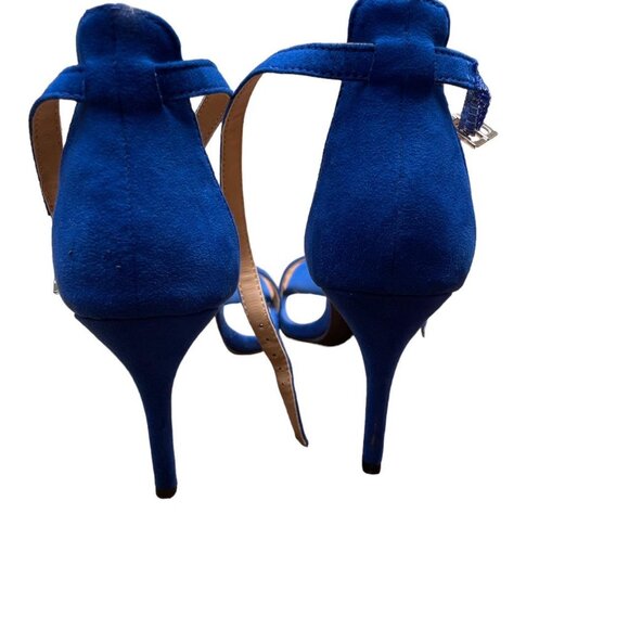 Women’s Blue Suede Strappy Heeled Sandals Formalwear sz 8 - Picture 4 of 5